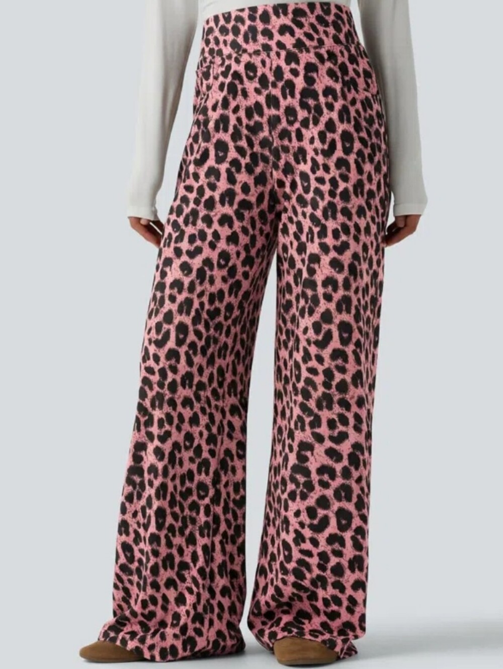 Halara Pink Leopard Print Wide-Leg Pants
